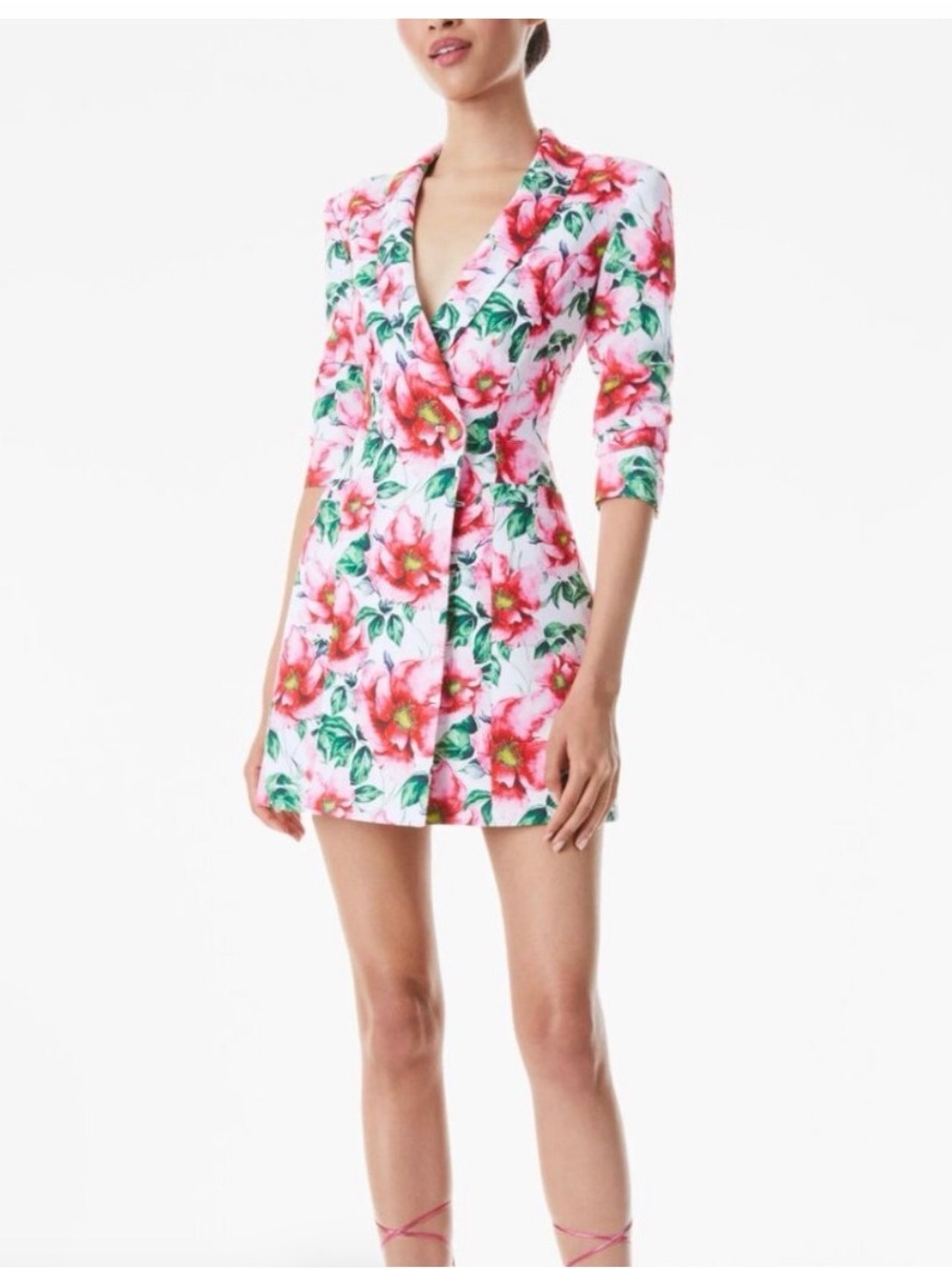 Alice and Olivia Size 6 Floral Blazer Mini Dress in Pink